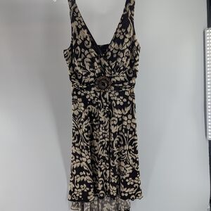 Chic Black and Cream Floral Mini Dress